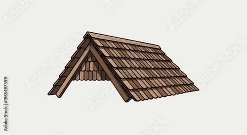 An angled, illustrated wooden shingle roof with a peaked ridge