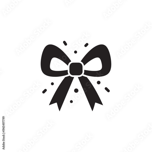 Black bow with decorative elements.