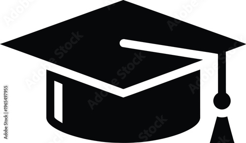 Black graduation cap with tassel academic