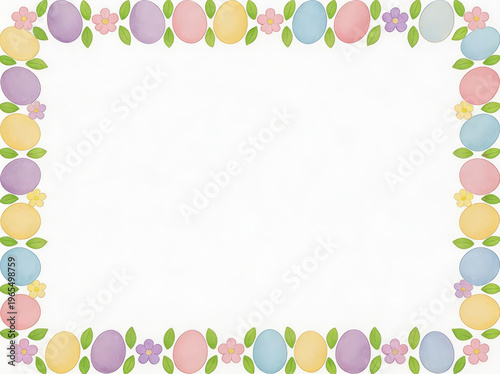 Colorful floral and easter egg border with pastel design