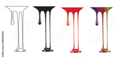 Set of four stylized minimalist table or bar stool legs with different gradient colors isolated on white background