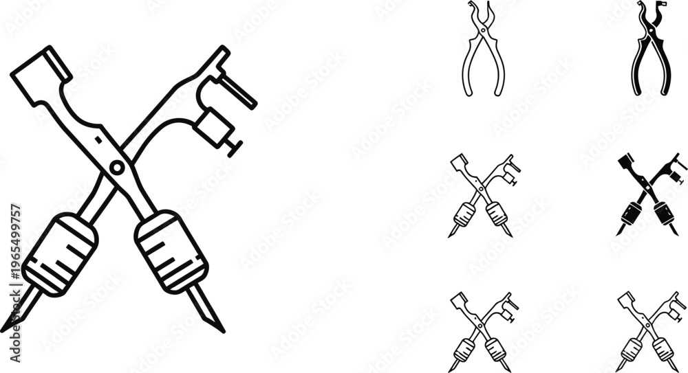 Obraz premium Tattoo machine and piercing tools equipment