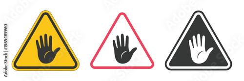 Stop, security signs icon set featuring prohibition and access restriction symbols, safety control and warning concept, modern flat vector illustration collection for security systems, apps, websites,