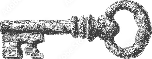 vintage ornate skeleton key illustration antique old metal key with intricate details and rustic texture