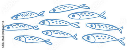 Sardines fish hand drawn doodles vector illustration