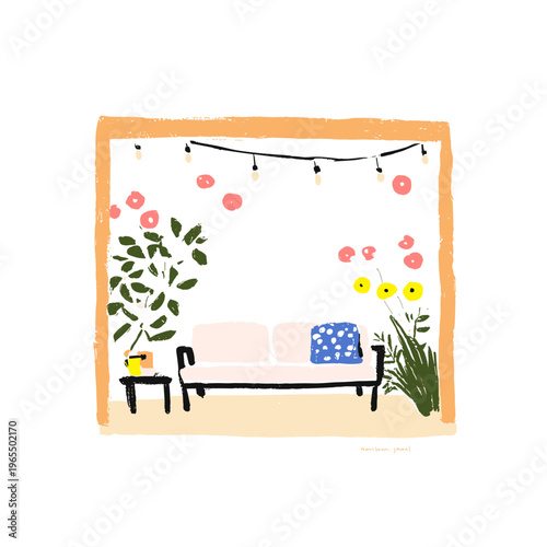 Minimalist Patio with Refreshing Overhead Misting System