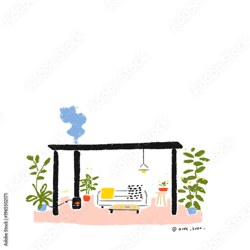 Minimalist Patio with Refreshing Overhead Misting System