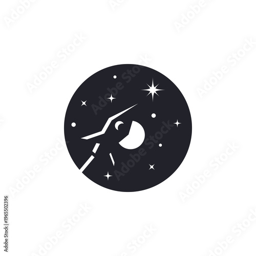 Rocket in space as a logo design. Illustration of a rocket in space as a logo design on a white background