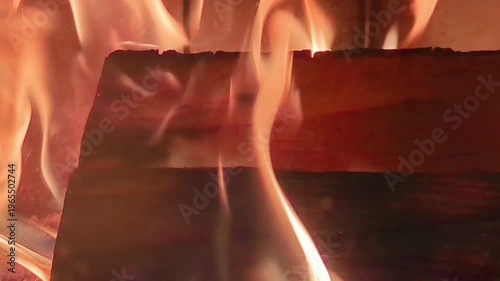 Wallpaper Mural 4K Close Up of Log Burning in Fireplace, Intense Flames and Embers, Cozy Indoor Ambiance, Warm Glow with Real Time Macro Footage Torontodigital.ca