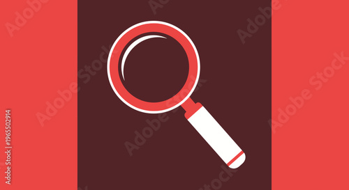 Modern Magnifying Glass Icon for Search and Analysis Concept - Minimalist Flat Design Illustration