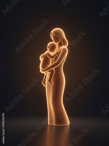 Golden glow outlines a tender mother holding her child