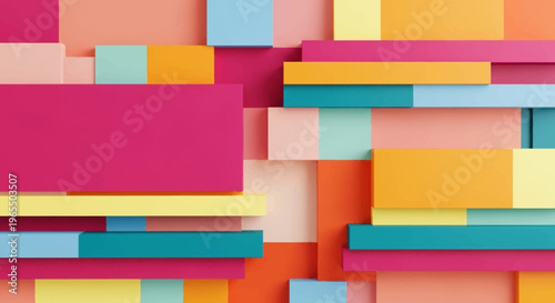 Abstract 3D Geometric Background with Colorful Interlocking Rectangular Blocks