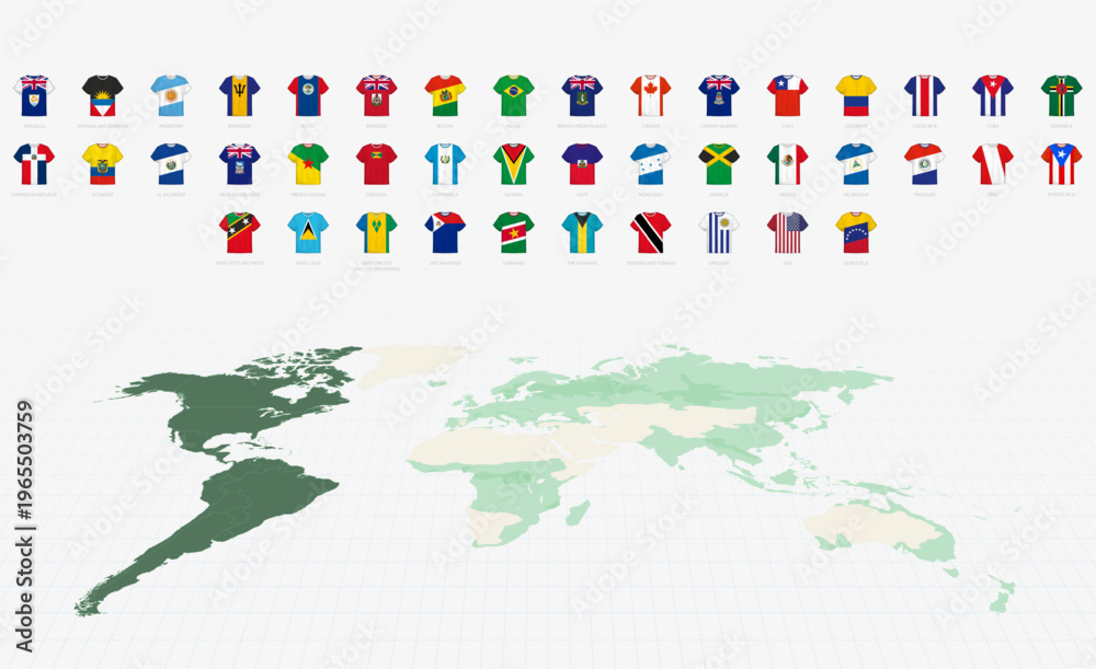 Fototapeta premium American Flags on T-Shirts, Large Collection of Flag-Themed Designs.