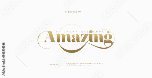 Amazing Elegant alphabet letters font and number. Classic Copper Lettering Minimal Fashion Designs. Typography fonts regular uppercase and lowercase. vector illustration