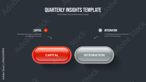 Business Briefing Two Step Diagram Frame Layout. Financial Campaign 2 Element Infographic Presentation Template. Sales Portfolio Slide Design Vector Illustration.