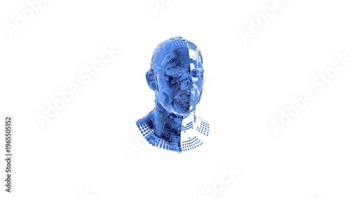 Wallpaper Mural Animated block particles human head, illustrating Artificial Intelligence, against white, loop Torontodigital.ca