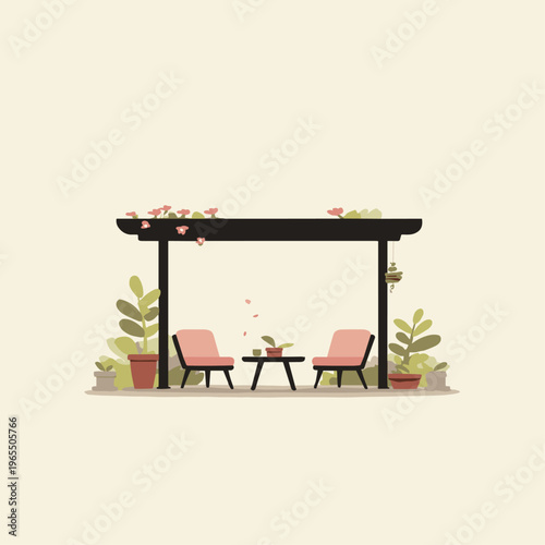 Modern Patio with Integrated Misting System for Cooling