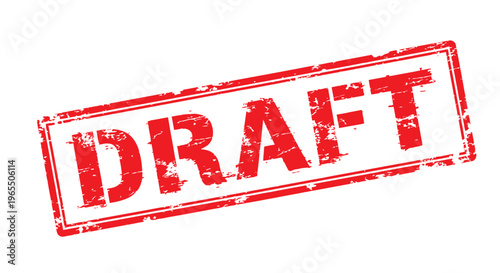 Red rubber stamp displaying the word draft in bold uppercase letters