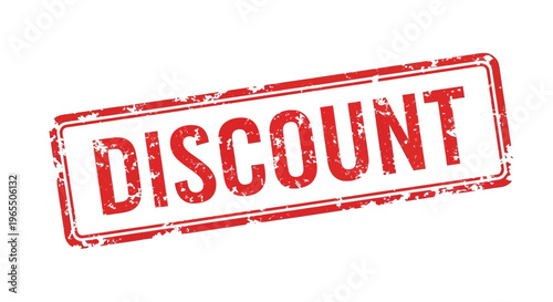 Red rubber stamp displaying the word discount in bold capitalized letters