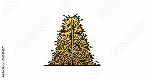 A single needle pierces a large haystack, symbolizing a difficult search