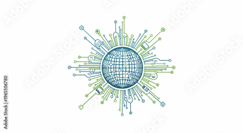 Abstract digital network radiating from a globe