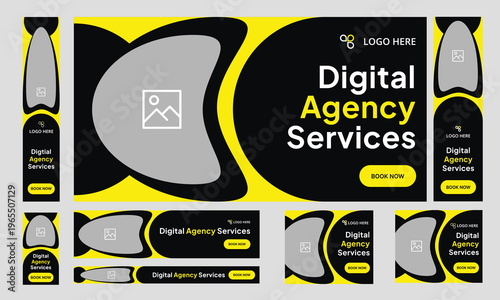 Trendy Web bundle banner design for social media post, digital marketing agency web set banner design, fully customizable vector eps 10 file format