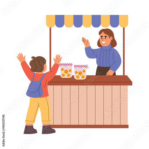 Child Watching Deal  vector concept illustration EPS file