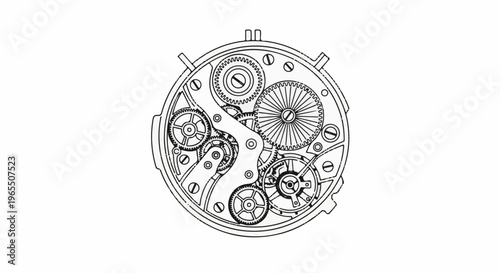 Intricate clockwork mechanism with multiple gears and components