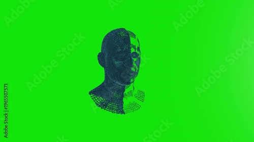 Wallpaper Mural Binary numbers human head, illustrating Artificial Intelligence, Green Screen Chromakey, loop Torontodigital.ca