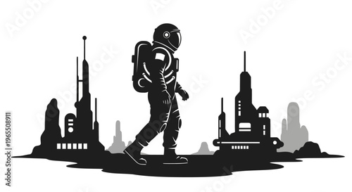 Astronaut Walking in Space Suit.