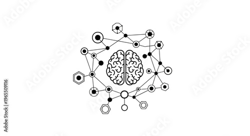 Brain with neural network connections.