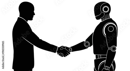 Businessman Shaking Hands with Robot.