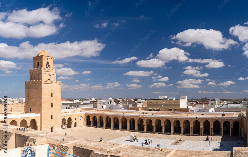 Fototapeta premium Great Mosque of Kairouan, iconic Islamic landmark in Tunisia -March 19, 2026