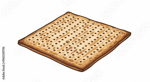 A square cracker with many small perforations is shown against a white background