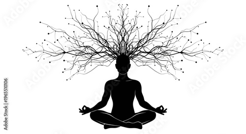 Person meditating in lotus position.