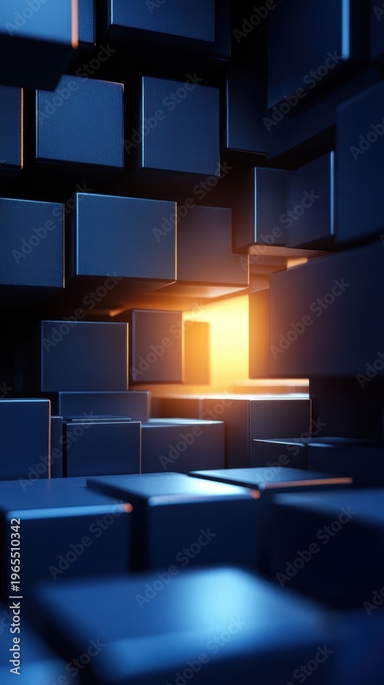 Fototapeta premium 3D cube emitting light vibrant 3d render of a cube with light emanating from its core creating a luminous effect