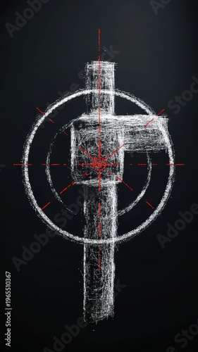 Chalk cross on blackboard simple cross drawing created with chalk on a dark blackboard surface