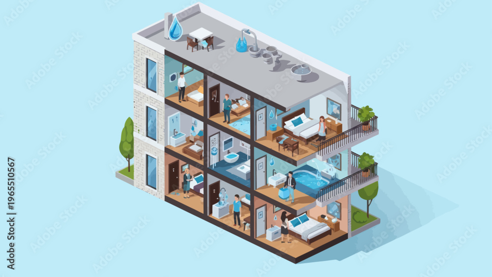 Fototapeta premium Modern Apartment Building Interior Design.