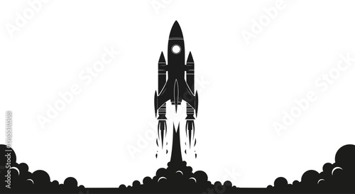 Rocket Ship Launching into Space.