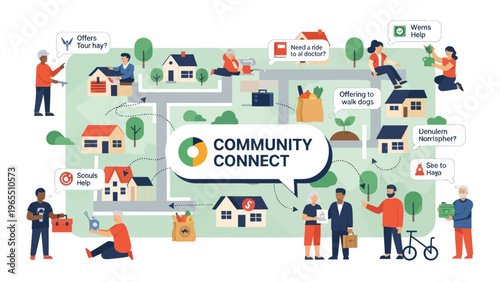People Connecting Community Network Illustration.