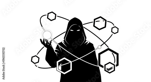 Silhouette of a mysterious hooded figure.