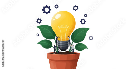 Light Bulb in a Pot Plant.