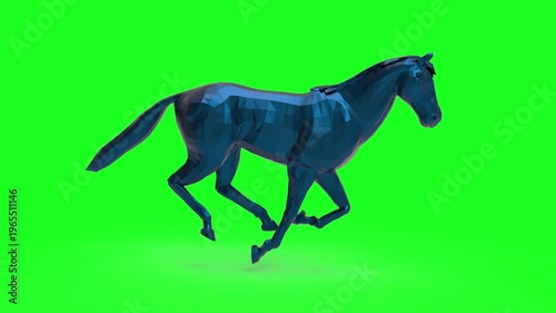 Wallpaper Mural 3D Animation Blue Horse Galloping, Metallic Equine, Loop, Green Screen Chromakey Torontodigital.ca