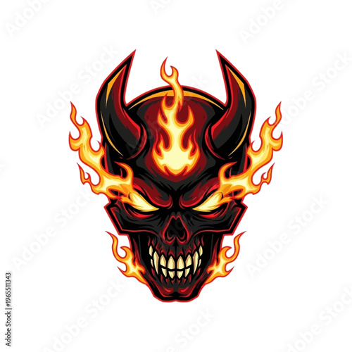 Devil Skull with Flames.