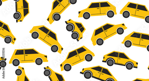 Yellow Cars in Various Positions.