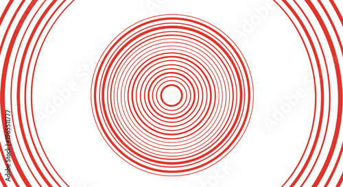 Abstract Red Concentric Circles Background, Minimalist Target Ripple Pattern with Sonic Wave Effect