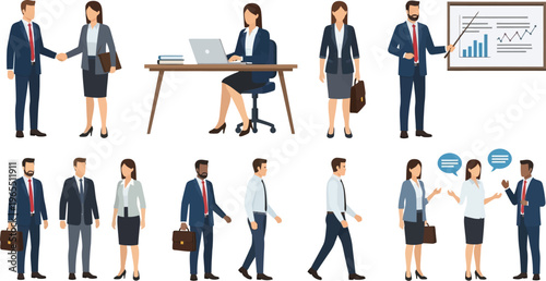 Professional business people demonstrate cooperation, presentation,.