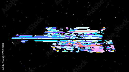 Pixelated glitch vector with red pink tones, digitalism concept in data visualization aesthetics for tech and gaming use. Ideal for tech branding, UI, and sci-fi graphics.