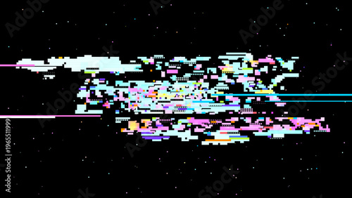 Abstract digital glitch vector in data visualization style with red pink accents, focused on digitalization and data transformation. Ideal for tech branding, UI, and sci-fi graphics.