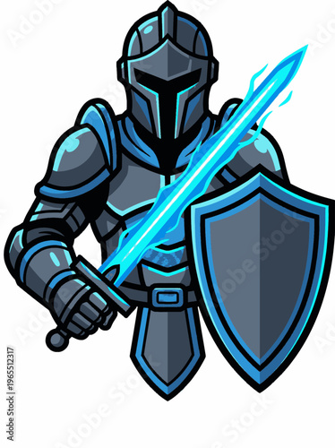 Knight in Armor Holding Sword.